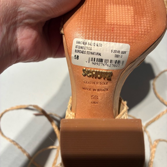 NEW Schutz Sandalia Alto Heeled Lace Up Sandal in Natural Size 5 - Picture 8 of 10